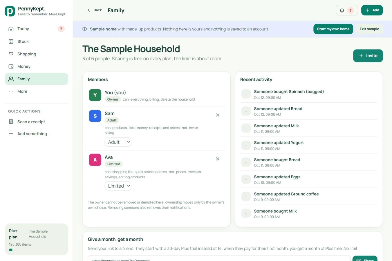 Household: real desktop app screen with fictional data