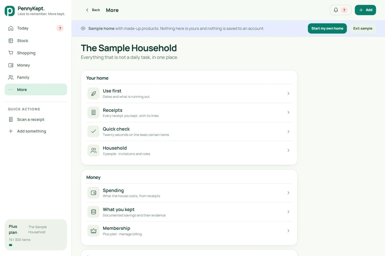 More: real desktop app screen with fictional data