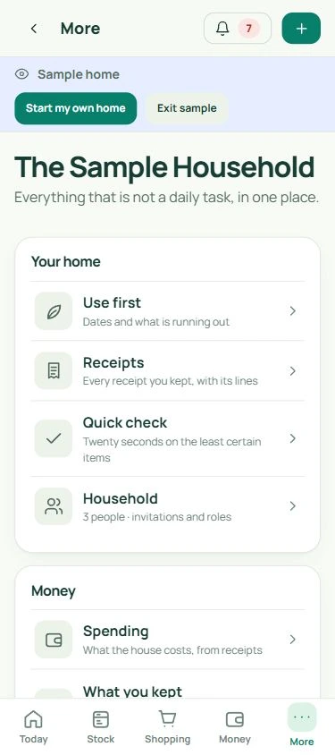 More: real mobile app screen with fictional data