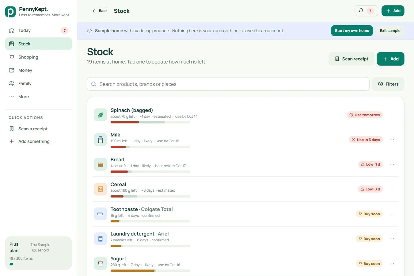 Stock: real desktop app screen with fictional data
