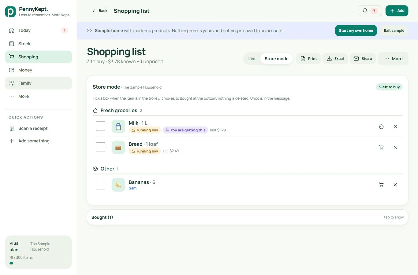 Store mode: real desktop app screen with fictional data