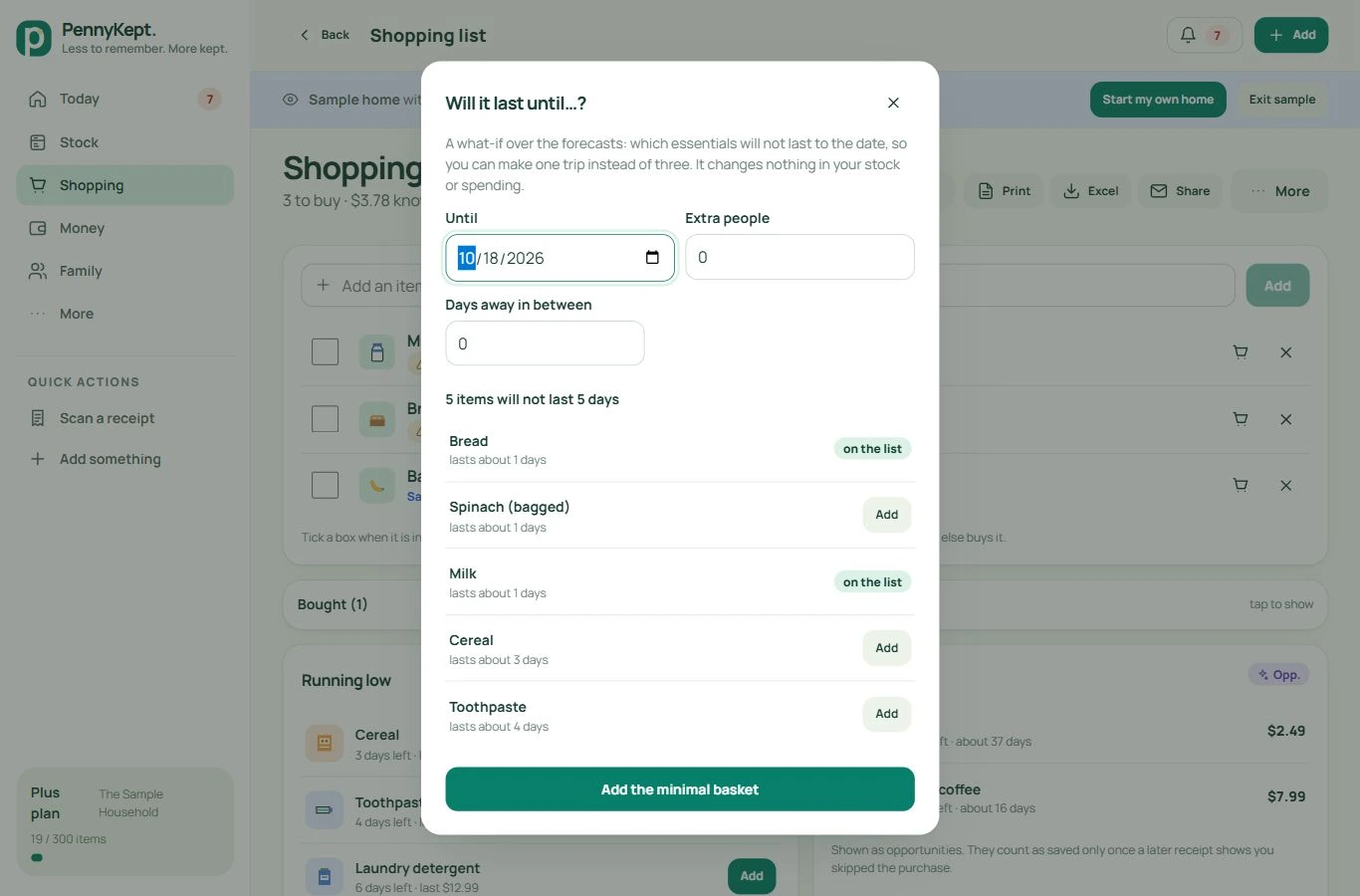 Trip planner: real desktop app screen with fictional data