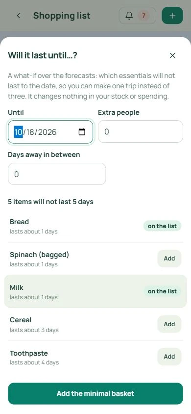 Trip planner: real mobile app screen with fictional data