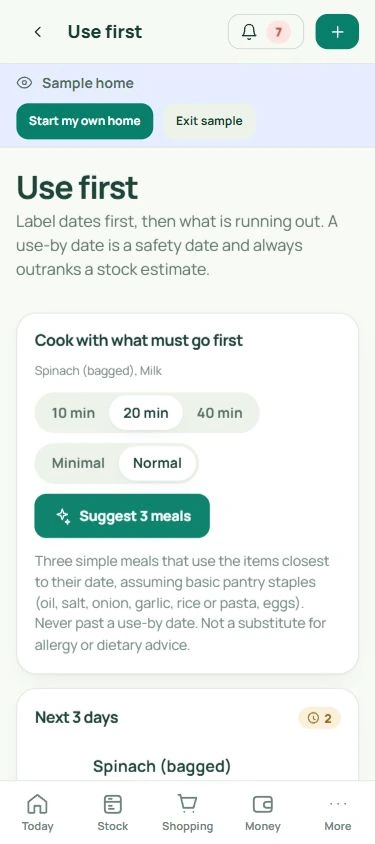 Use first: real mobile app screen with fictional data